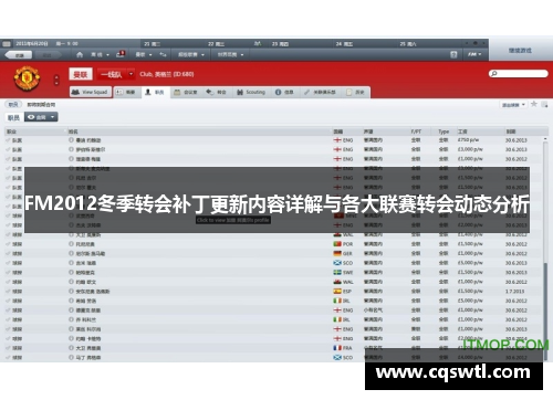 FM2012冬季转会补丁更新内容详解与各大联赛转会动态分析